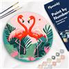 Figured'Art Dipingere con i Numeri su Disco di Legno da 30 cm - Paint by Numbers, Fenicotteri Tropicali, Passatempo per Adulti, Kit Completo, Hobby Creativi - Quadri fai da te