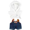 niannyyhouse Set di vestiti per bambola con cappuccio e tuta in denim, accessori per bambola di peluche da 15-17 cm (bianco)