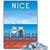 NYANBFKEA Puzzle con paesaggio urbano di Nizza, Francia, 1000 pezzi, per adolescenti, regalo, gioco per famiglie, antistress, sfida difficile, fantastici regali e giocattoli, 1000 pezzi (50x75cm)