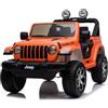 RIRICAR Machhina auto elettrica per bambini 4x4 J.E.E.P. Wrangler, Arancione, radio con ingresso Bluetooth e USB, Batteria al litio, ruote EVA, assi di sospensione, telecomando da 2,4 GHz, con licenza