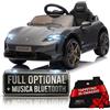 TOYSCAR Auto Elettrica per Bambini 12V Porsche Taycan Turbo S con Telecomando 2.4GHz, 2 Motori, Porte Apribili, Bluetooth Luci LED Tappetini, Macchina Elettrica Bambino (Nero)