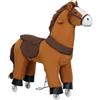 WOLTU Cavallo a Dondolo su Ruote per Bambini, Cavalluccio Cavalcabile in Peluche con Suoni, per Interni ed Esterni, Giocattolo da 4 Anni, Struttura in Legno e Metallo, Marrone