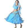 Wesaloes Vestito da Danza del Ventre per Bambina con Paillettes Set 5 Pezzi Costume Principessa Araba Bambina con Frange Costumi di Carnevale, Bollywood e Halloween per Ragazze (A04-Sky Blue, 8-10 Years)