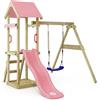 Wickey Gioco da giardino WICKEY TinyWave con altalena e scivolo, struttura da esterno per bambini con sabbiera, scaletta e accessori da gioco (rosa pastello)