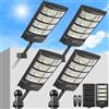 LEKIA Lampione Solare per Esterno, 6500K Lampada Stradale Solare con Sensore di Movimento, Telecomando, Impermeabili 320° Illuminazione Faretto Solari con Pannello per Giardino, Strada, 4 Pezzi