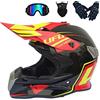 MRDEAR Motocross Casco Downhill Uomo - 4 Pcs/ Nero e Rosso/ UFO - MRDEAR Set da Casco MTB Integrale Adulto Casco per Moto Cross Off Road Race ATV Scooter,L