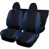 Rebeca Shop® Coprisedili Auto Compatibili con Seicento 600, Made In Italy, Tessuto Policotone 210 Grammi MQ, Logo Auto Ricamato, Anteriori e Posteriori set completo (Nero/Blu, Senza Logo)