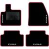 QUEMAR Tappetini Auto compatibili con Range Rover Evoque II dal 2019/ Kit Tappeti Moquette e Gomma su Misura (Set 2 Anteriori +2 Posteriori)/ Ricami e Colori Personalizzati (Bordo Fucsia, 4 Ricami)