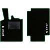 QUEMAR Tappetini Auto per Smart Fortwo 450, Bordo Verde, 2 Loghi+Ricami | 1998-2007 / W450 / Kit Tappeti Moquette e Gomma su Misura / Set 2 Anteriori / Ricami e Colori Personalizzati / Antiscivolo