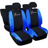 Rebeca Shop Autoaccessori Copri-sedili Auto Compatibili Ypsilon Y | Nero Blu Royal | Set Copri-Sedile Anteriori e Posteriori | Logo Ricamato | Airbag Compatibile | Accessori Auto Interno