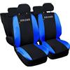 Lupex Shop Coprisedili auto compatibili con Arona, Made in Italy, tessuto poliestere, set sedili completi anteriori e posteriori (Nero - Blu Royal)