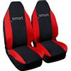 Lupex Shop Coprisedili auto compatibili con Smart fortwo, 450 451 e 453, Made in Italy, Tessuto Policotone (Nero - Rosso) CL
