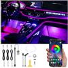 QAUBEN Auto illuminazione ambiente fibra ottica 64 colori musica suono attivo con APP controllo auto kit di illuminazione dell'atmosfera decorativa DC 12V 1W 4m