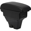 OYHCM Bracciolo Centrale per Citroen C3 MK3 2016-2024, Doppio Scomparto, Pelle Nera, Facile da Installare, Accessorio Auto Personalizzato