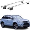 OMAC Barre Portatutto Alluminio TÜV geprüft per Suzuki Vitara IV 2015-2025 - per Rail Tetto Integrati - T Nut - Max 100 kg - 2 Schlösser Argento