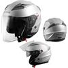 A-PRO SRL Casco Jet Moto Scooter Omologato ECE 22 Visiera Parasole Antigraffio Argento XS