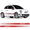 CMR Design Co Kit Adesivi Laterali per Fiat 500 Abarth 595 Grafiche Strisce Fiancate Fasce Sotto Porta Decorazione Auto Tuning Nere Bianche Rosse Argento Oro (Rosso)