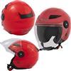 A-Pro Jet Casco Moto City Certificato ECE 22 Visiera Lunga scooter Rosso M