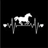 Bhysfenhgttvv 4 Pezzi Adesivo per Auto 16,3 cm * 8 cm Animali Cavallo in Corsa Battito Cardiaco Adesivo per Auto in Vinile Bianco