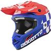 Bogotto V328 Xadrez Carbon Casco da motocross, blu/rosso/bianco, XL