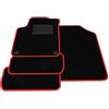 Generico Tappetini compatibili con Citroen DS3 3 porte 2010-2015, bordo rosso, kit tappetini auto personalizzati, set tappeti in velluto, tappeto auto