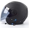 JianJud Caschi Jet Moto,Bluetooth Casco Mezzo Moto con Visiera Parasole--Omologato ECE 22-05 Scooter Chopper Skateboard Ciclismo Gioventù Uomo Donna Casco D,L