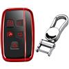 M.JVisun Morbido TPU Chiave Auto Protettiva Custodie Cover per Land Rover Discovery 4/Sport Freelander 2 per Range Rover Evoque/Sport/Velar Intelligente Chiave - Lucido Rosso - Metallo Portachiavi