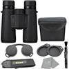 Lumintrail Monarch M5 10x42 (16768) - Binocolo nero con penna per lenti e panno per la pulizia, binocolo compatto ad alta potenza per adulti per caccia, bird watching ed escursionismo, leggero