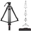 GVM Great Video Maker GVM - Treppiede video da 170,2 cm con testa fluido di smorzamento regolabile, piastra QR in metallo resistente, compatibile con piastra QR flessibile a 360° + inclinazione di 90°/-75°, carico massimo