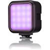 Bresser BR 49 RGB Pocket Luce LED 3 W 300 lm per Foto e Video | 13 effetti luce, 12 colori RGB, 8 modalità bicolore, 3000 a 6500 K, CRI oltre 90, dimmerabile, 3 slitte