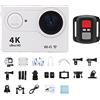 DIGNIFE Action Camera, Ultra HD 4K/30fps Mini Action Camera for esterni Telecamera sportiva con telecomando Telecamera sportiva for Pro Moto impermeabile(No Card,Silvery-Telecontrol)