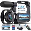 Generic Videocamera 5K, videocamera 64 MP con zoom digitale 18x, WiFi, visione notturna IR, telecamera per YouTube, touch screen, include scheda SD, microfono, 2 batterie, telecomando