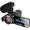 DIGNIFE Videocamera, 4K Streaming Videocamera Digitale Webcam Videocamera for La Fotografia Visione Notturna A Raggi Infrarossi Outdoor 56MP Vlog Recorder(No SD Card,Set 3)