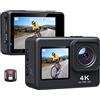 DIGNIFE Action Camera, 60fps 4K Action Camera 16MP LCD da 2,0 pollici EIS Zoom 4x Riprese video 30m Impermeabile Go Sports Helmet Pro Cam(With 32G SD Card)