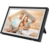 Jectse Cornice Digitale Smart Wi-Fi da 10,1 Pollici Cornice Elettronica, Cornice Digitale in Legno Touch Screen IPS con Spazio di Archiviazione da 32 GB, Configurazione Semplice, (Spina