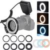 TFixol HD-130 ro Anello Flash Light Display 3000-15000K GN46 Controllo di Potenza con 3 Flash s 8 Anelli Adattatore per Fotocamere Nero