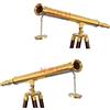 Nautical Replica Hub Ottone Telescopio Pavimento In Piedi Marrone Treppiede Legno Stand Nautical Harbor Master Telescope Maritime Home Decor