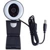 mophrati Videocamera per streaming live ad definizione 2K 1080P Grandangolare 360° USB Webcam Riduzione del rumore 3D con anello luminoso di riempimento audio Computer