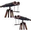 Nautical Replica Hub Il binocolo in piedi dell'ammiraglio del pavimento ha bronzato lucidato con il basamento del pavimento di legno di Brown