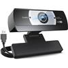 XOCLON Webcam 4K per PC - Fotocamera per computer 4K Ultra HD con autofocus PDAF, microfono con cancellazione del rumore AI, Plug & Play USB, FOV 80° e correzione dell'illuminazione automatica per laptop e