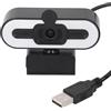 Asixxsix Webcam HD 1080p, Webcam HD Webcam per Streaming Live con Luce Anulare Regolabile e Microfono, Fotocamera Grandangolare, Webcam USB Plug and Play per Conferenze in Streaming Video