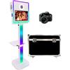JIAQINMOTD Mini PC con touch screen da 15,6 pollici, mini PC integrato, con luce ad anello e custodia per foto, per selfie portatile, per eventi a noleggio e feste (bianco, cabina fotografica + fotocamera)
