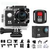 Generico Action Camera 4K, Telecamera Subacquea Impermeabile da 30 m, Obiettivo Grandangolare 120° Telecamera Sportiva, 2 Batterie e Kit di Montaggio, Action Cam per Snorkeling