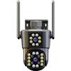 DRAUXI 4K 8MP HD PTZ Telecamera Esterna 6MP Doppia Lente Doppio Schermo AI Auto Tracking IP CCTV Audio Video Sorveglianza P2P Rilevamento del movimento(4K 8MP No Card)
