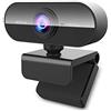 FWV Webcam 2K per PC, Mac, laptop con microfono, webcam Full HD per streaming con cursori per la privacy, webcam USB C per monitor del computer desktop, piccola webcam esterna per Microsoft Teams nera