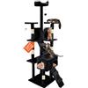 Wintem Tiragraffi XXL 170cm con Doppia Cuccia per Gatti Adulti, Albero Giochi in Sisal e Peluche, Piatteforme Relax, Ampio e Sicuro per il Massimo Divertimento dei Gatti Nero