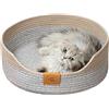 DAWCBVJQ 50x50x15 cm Cuccia Rotonda Per Cani Cuccia Per Gatti In Rattan Cesto Per Gatti In Vimini Lettino Per Gattis In Rattan Per Cuccioli Per Animali Domestici, Calmante