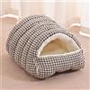 Eashaoo Cuccia per gatti con cappuccio, calda cuccia a igloo per cuccioli di piccola taglia, semi-chiusa, per cani di taglia media, rimovibile, cuscino pieghevole e portatile per animali domestici (nero, S