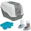 Pet's Market Toilette Gatti Lettiera Netta Maxi XXL Filtro Anti Odore Carboni Attivi 2 Dispenser Ciotole Tappetino Cassetta Chiusa Paletta 66x49x50H Colori Assortiti (Maxi con 2 Dispenser e Tappetino)