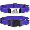 MENKËLL - Collare personalizzato per cani, gatti regolabile e riflettente, in nylon resistente, con incisione laser targhetta in metallo, nome, indirizzo, varie misure (VIOLA, S: 33-43cm)